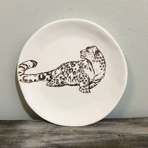 NEW White China Tray Plate Gold Cheetah Leopard